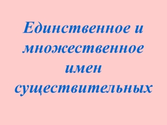 Единственное и множественное число имен существительных