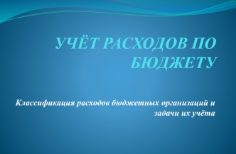 Учёт расходов по бюджету. Классификация расходов бюджетных организаций и задачи их учёта