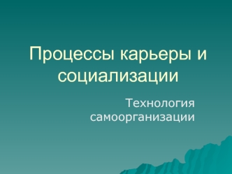 Процессы карьеры и социализации. Технология самоорганизации