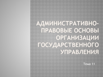 Административно-правовые основы организации государственного управления