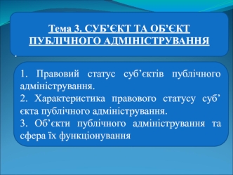 Суб’єкт та об’єкт публічного адміністрування