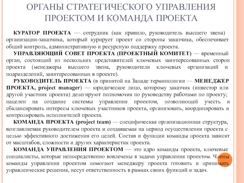 Сотрудник который обеспечивает общий контроль и поддержку проекта со стороны заказчика проекта это