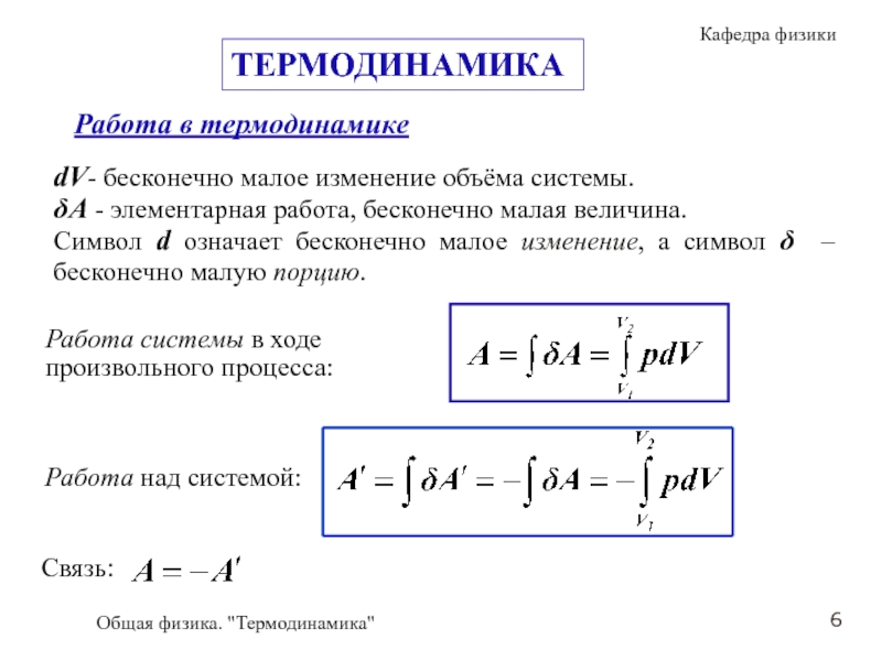 Работа в термодинамике физика 10 класс презентация