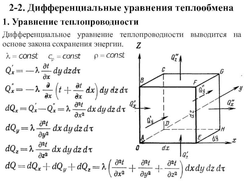 Дифференциальные уравнения теплообмена. Уравнение теплопроводности. Уравнение теплопроводности дифференциальное уравнение. 2. Дифференциальное уравнение теплопроводности.. Дифф уравнение теплопроводности.