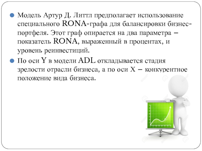 Модель Артур Д. Литтл предполагает использование специального RONA-графа для балансировки бизнес-портфеля. Этот граф опирается на два параметра