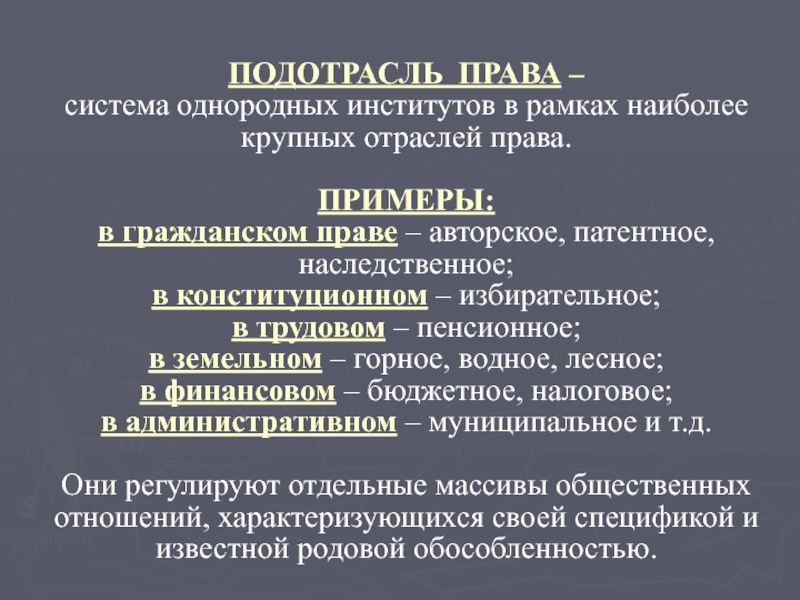 Реферат: Основания деления права на отрасли