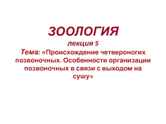 Происхождение четвероногих позвоночных. Особенности организации позвоночных в связи с выходом на сушу