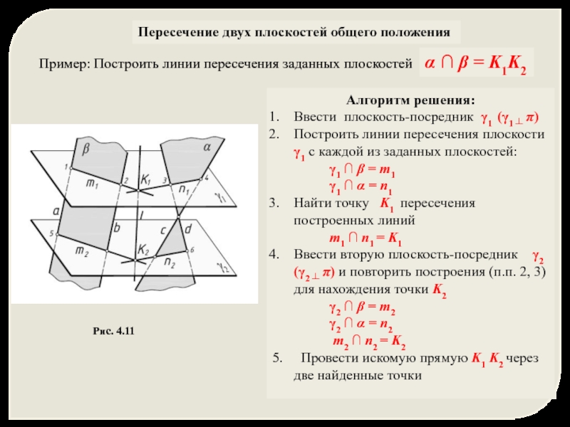 Линией пересечения двух плоскостей изображенных на рисунке является