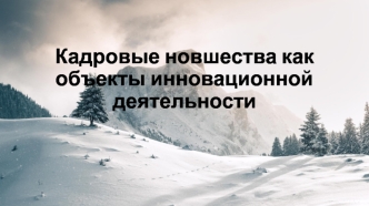 Кадровые новшества, как объекты инновационной деятельности
