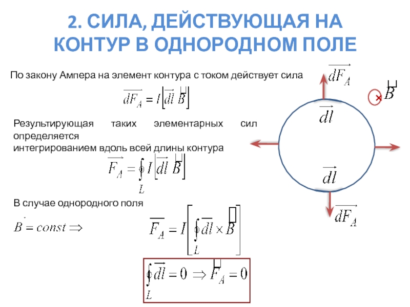 Контур в однородном. Сила действующая на контур с током. Момент сил действующих на контур с током. Момент сил действующих на контур с током в магнитном поле. Круговой контур с током.