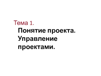 Тема 1. Понятие проекта