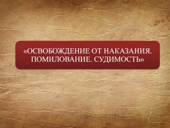 Освобождение от наказания. Помилование. Судимость