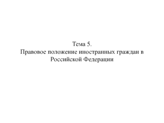 Правовое положение иностранных граждан в Российской Федерации