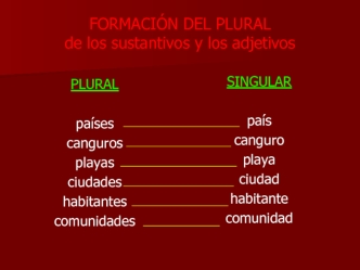 Formación del plural de los sustantivos y los adjetivos