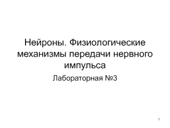 Нейроны. Физиологические механизмы передачи нервного импульса. (Лабораторная работа 3)