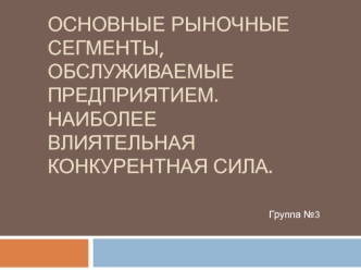 Основные рыночные сегменты, обслуживаемые предприятием. Наиболее влиятельная конкурентная сила