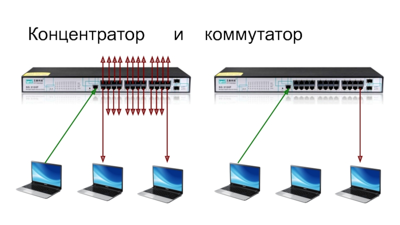 Коммутатор и маршрутизатор. Концентратор и коммутатор.