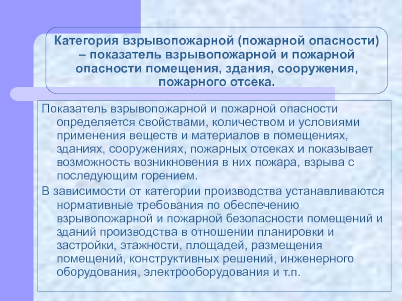 Пожарная и взрывопожарная опасность технологического процесса. Категории производства. Категория помещений по взрывопожарной и пожарной опасности. Производства категории б. Категорирование помещений.