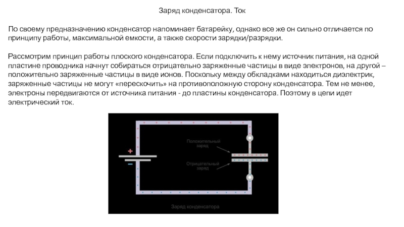 Заряд конденсатора источником постоянного тока