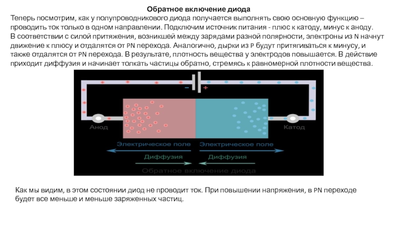 Прямое включение диода схема