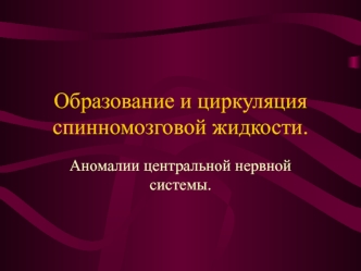 Образование и циркуляция спинномозговой жидкости