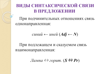 Виды синтаксической связи в предложении