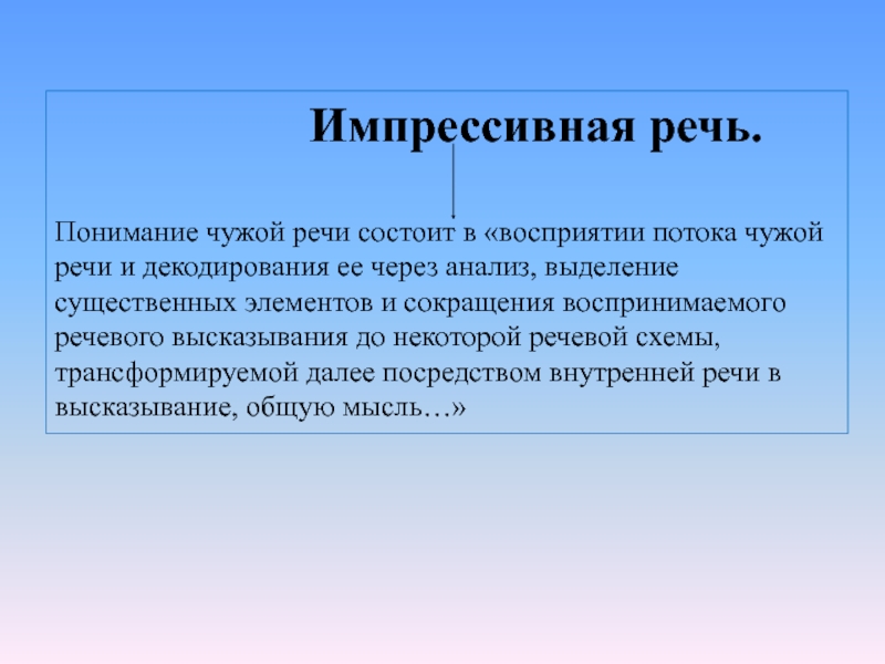 Понимание речи. Декодирование речевого высказывания. Импрессивная функция. Импрессивная речь это. Импрессивные методики.