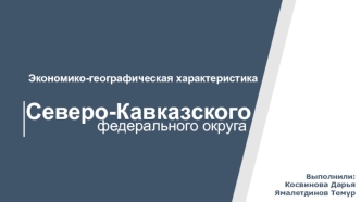 Экономико-географическая характеристика Северо-Кавказского федерального округа