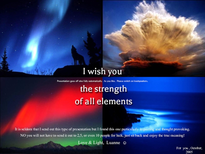 I wish you the strength of all elements Presentation goes off also fully automatically. As