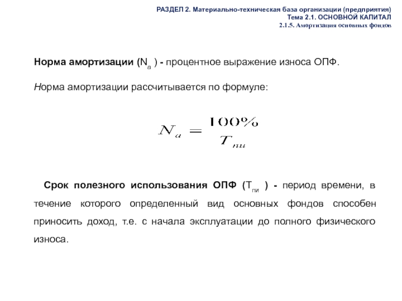 Норма амортизации 25