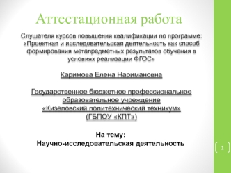 Аттестационная работа. Научно-исследовательская деятельность