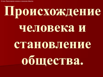 Происхождение человека и становление общества