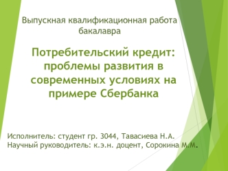 Потребительский кредит: проблемы развития в современных условиях на примере Сбербанка