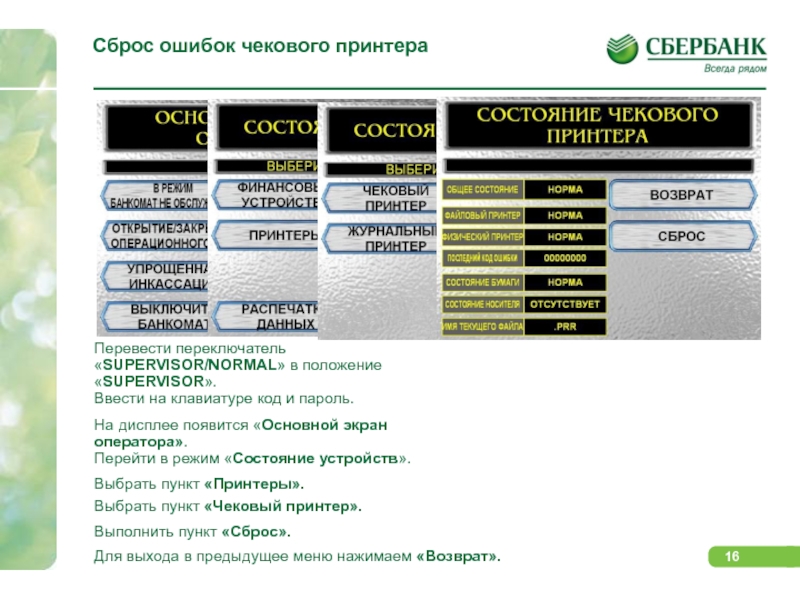 Сброс ошибок. Сброс ошибки на принтере. ИПТ Сбербанк. Как сбросить ошибки на банкомате.