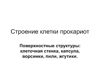 Строение клетки прокариот. Поверхностные структуры: клеточная стенка, капсула, ворсинки, пили, жгутики