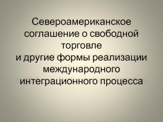 Североамериканское соглашение о свободной торговле и другие формы реализации международного интеграционного процесса