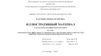 Экономическая эффективность производства и реализации зерна в ОАО им. Б.П. Абрамова Уренского района Нижегородской области