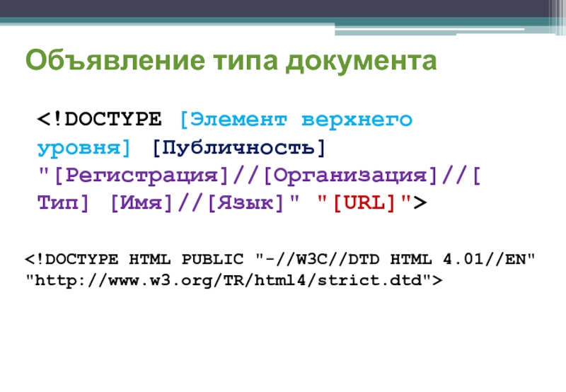 Html public w3c dtd. Структура html-документа абстракция. Типы объявлений. Типы документов. Генераторы структуры html.