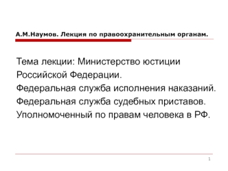 Министерство юстиции Российской Федерации. Федеральная служба исполнения наказаний. Федеральная служба судебных приставов