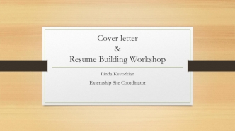 Cover letter & resume building workshop