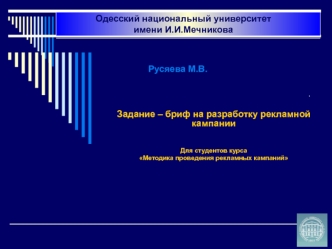 Методика проведения рекламных кампаний. Бриф на разработку рекламных проектов