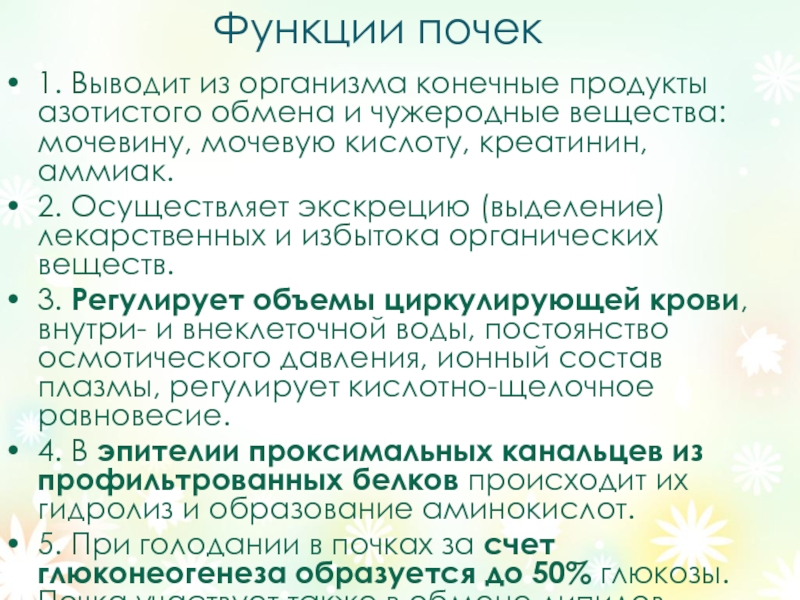 Удаление из организма конечных продуктов обмена