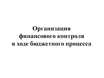 Организация финансового контроля в ходе бюджетного процесса