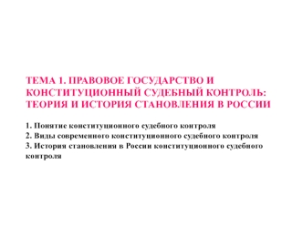 Правовое государство и конституционный судебный контроль: теория и история становления в России