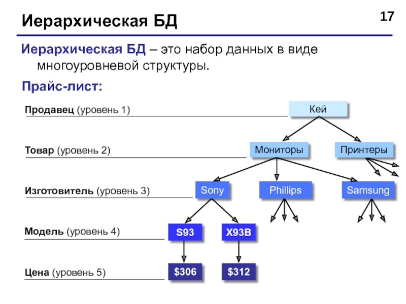 Иерархическая модель данных презентация