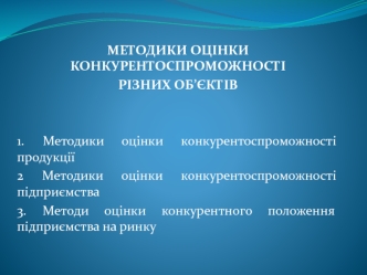 Методики оцінки конкурентоспроможності різних об’єктів