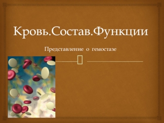 Кровь. Состав. Функции. Представление о гемостазе