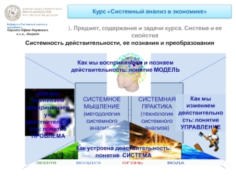 Системный анализ в экономике. Предмет, содержание и задачи курса. Система и ее свойства