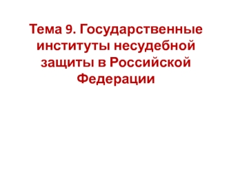 Государственные институты несудебной защиты в Российской Федерации