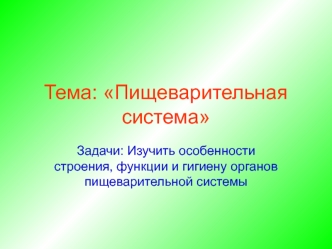 Пищеварительная система. Особенности строения, функции и гигиена органов пищеварительной системы